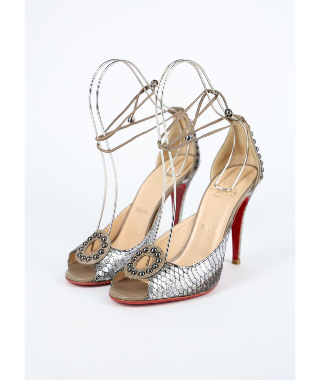 CHRISTIAN LOUBOUTIN Серебряные кожаные туфли, фото 3