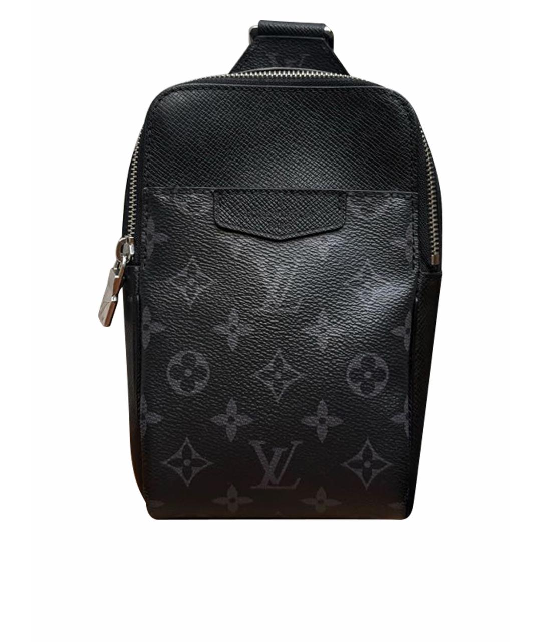 LOUIS VUITTON Черная кожаная барсетка, фото 1