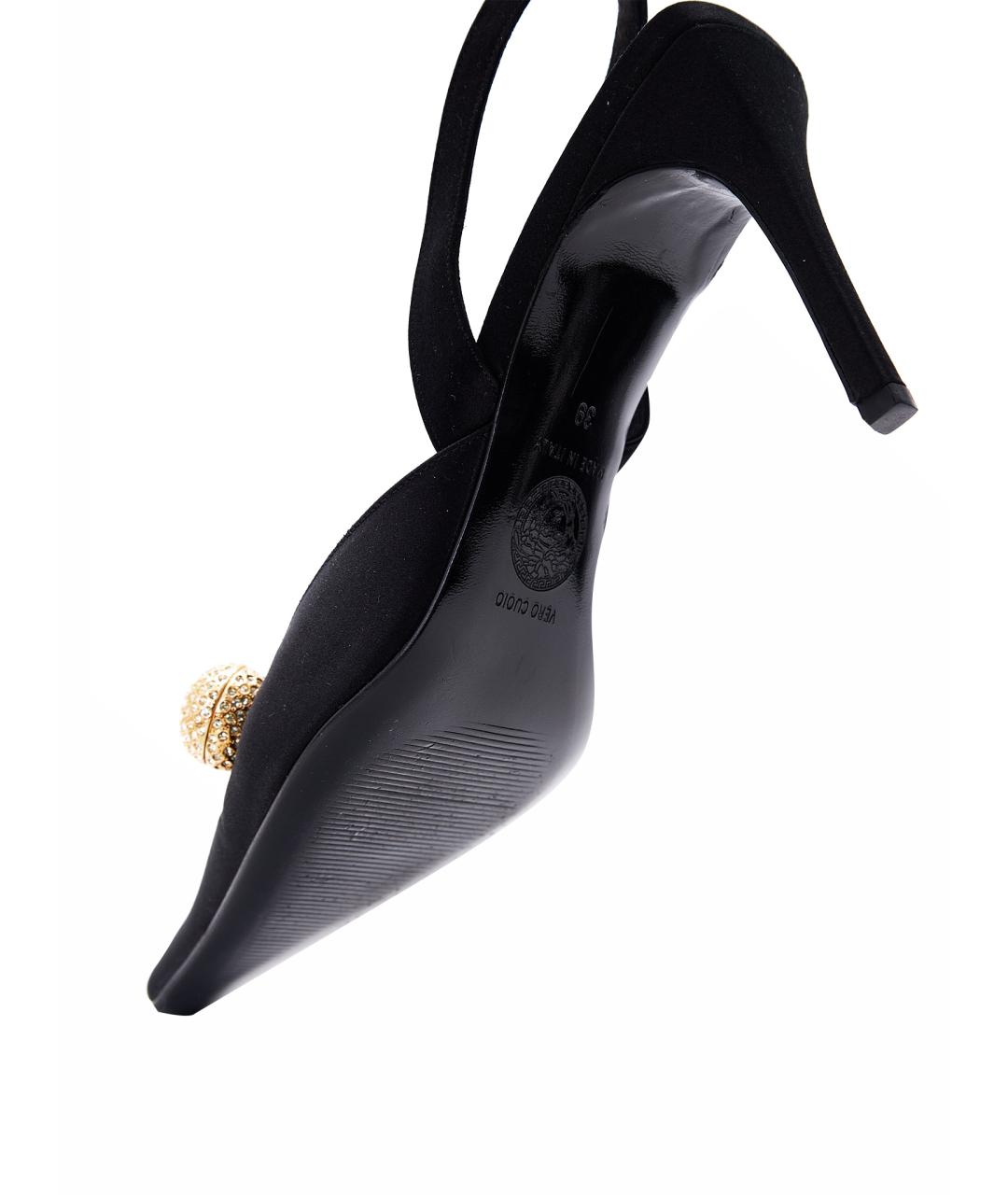 VERSACE Черные текстильные туфли, фото 6