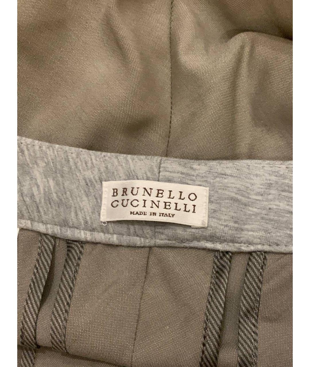 BRUNELLO CUCINELLI Бежевые шерстяные брюки широкие, фото 5