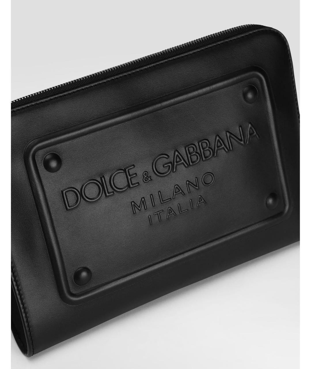 DOLCE&GABBANA Черная кожаная барсетка, фото 5