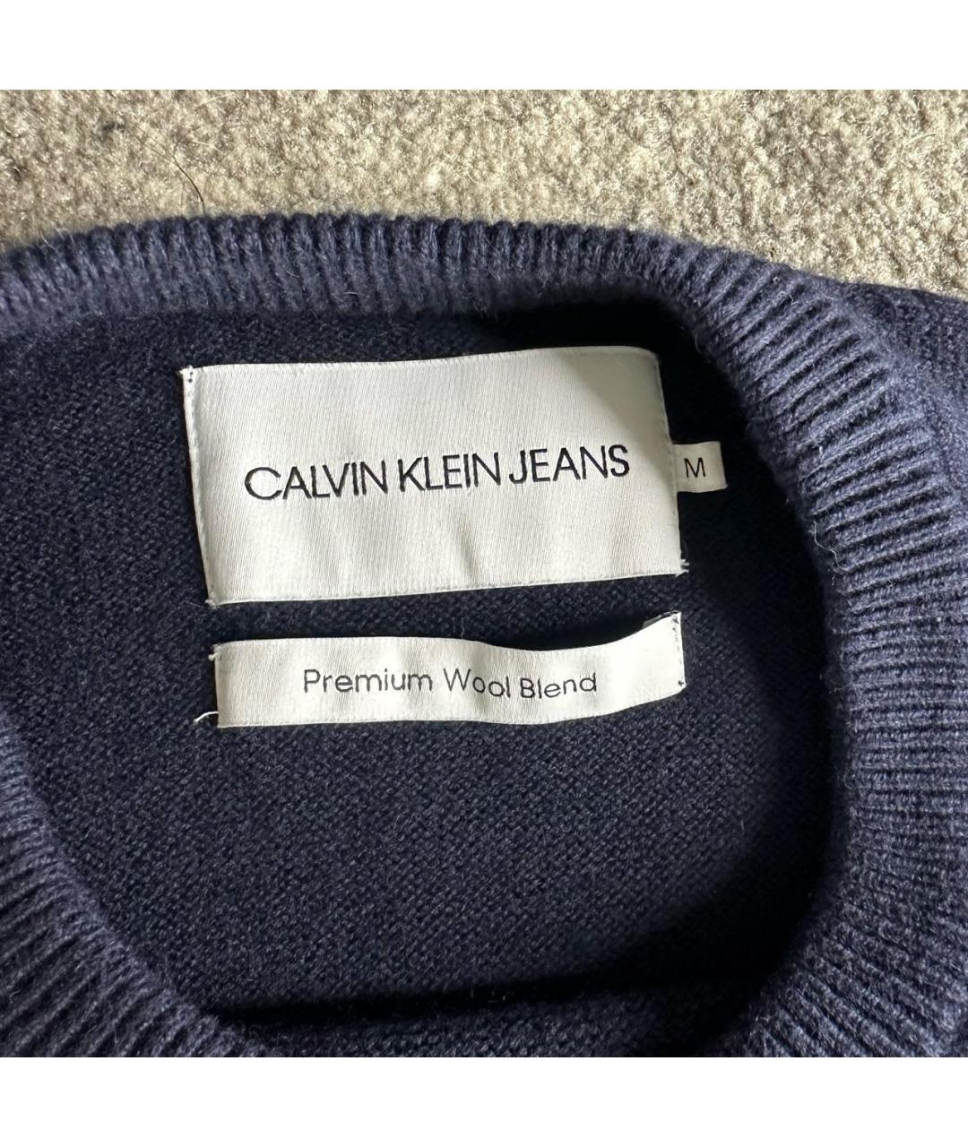 CALVIN KLEIN JEANS Темно-синий шерстяной джемпер / свитер, фото 4