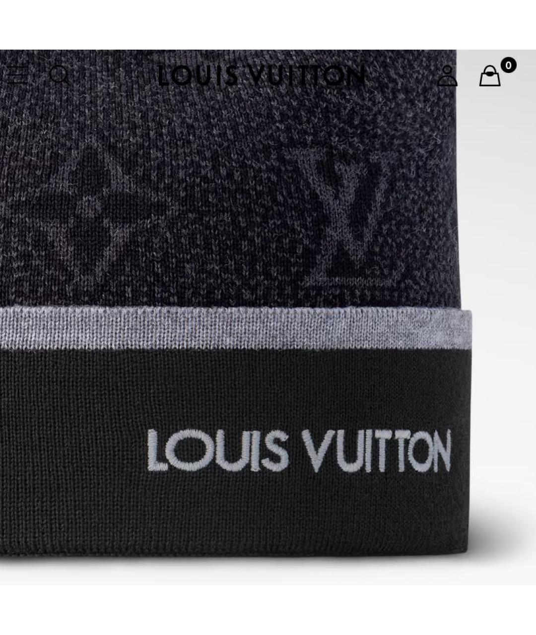 LOUIS VUITTON Антрацитовая шерстяная шапка, фото 2