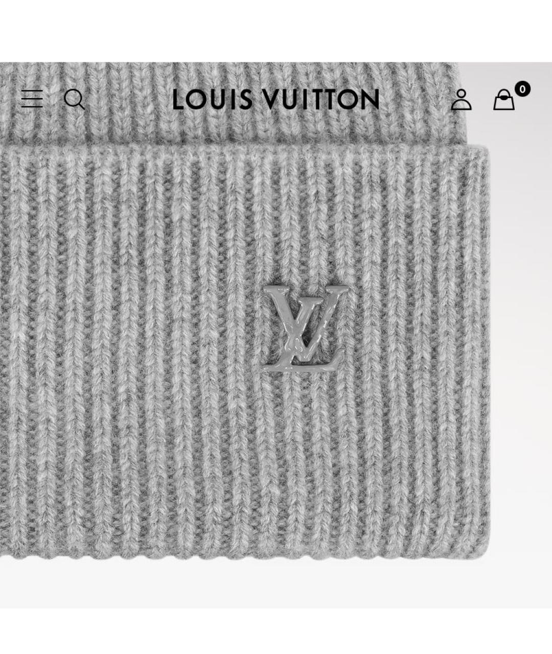 LOUIS VUITTON Серая кашемировая шапка, фото 2