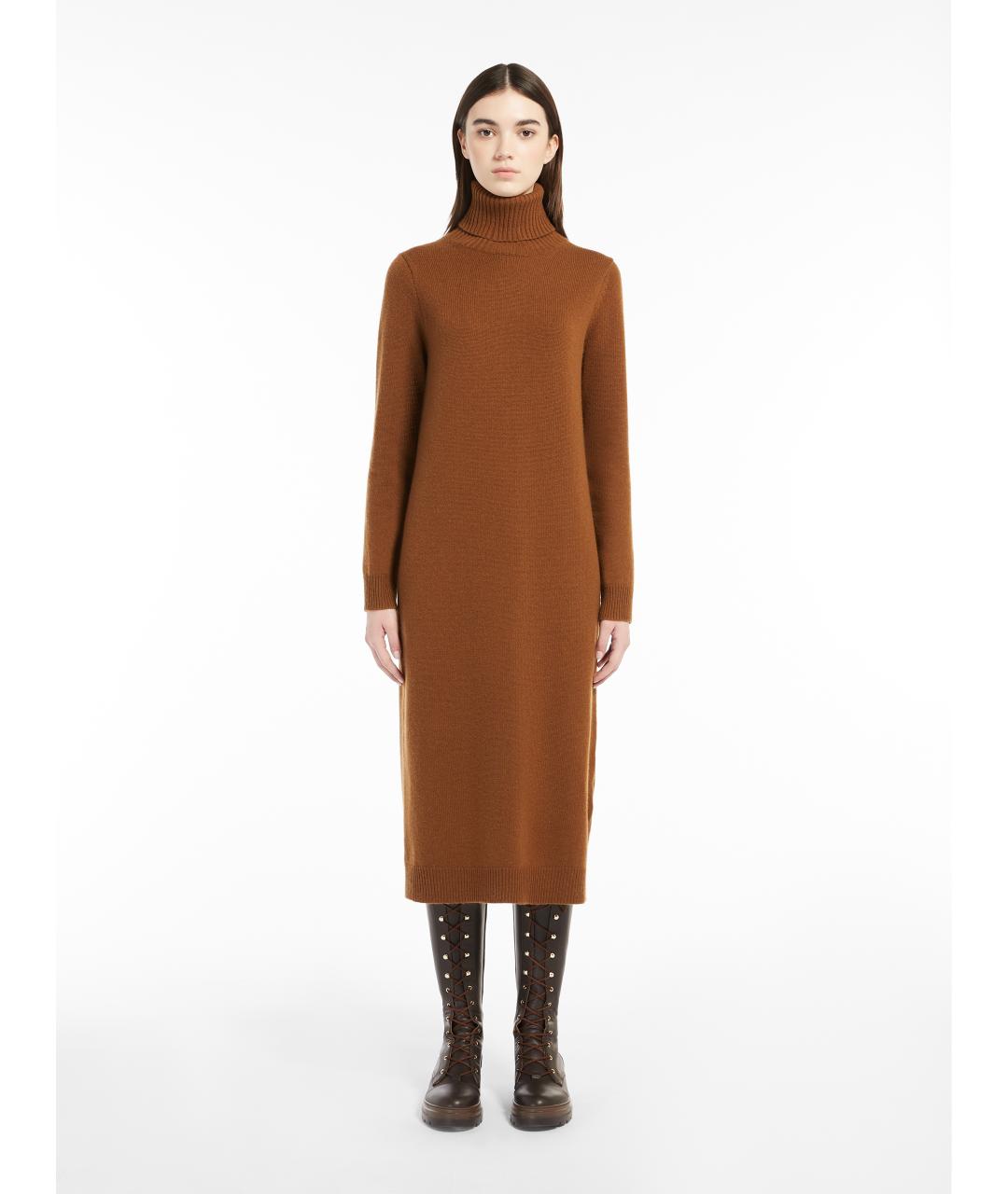 MAX MARA Коричневое шерстяное повседневное платье, фото 3