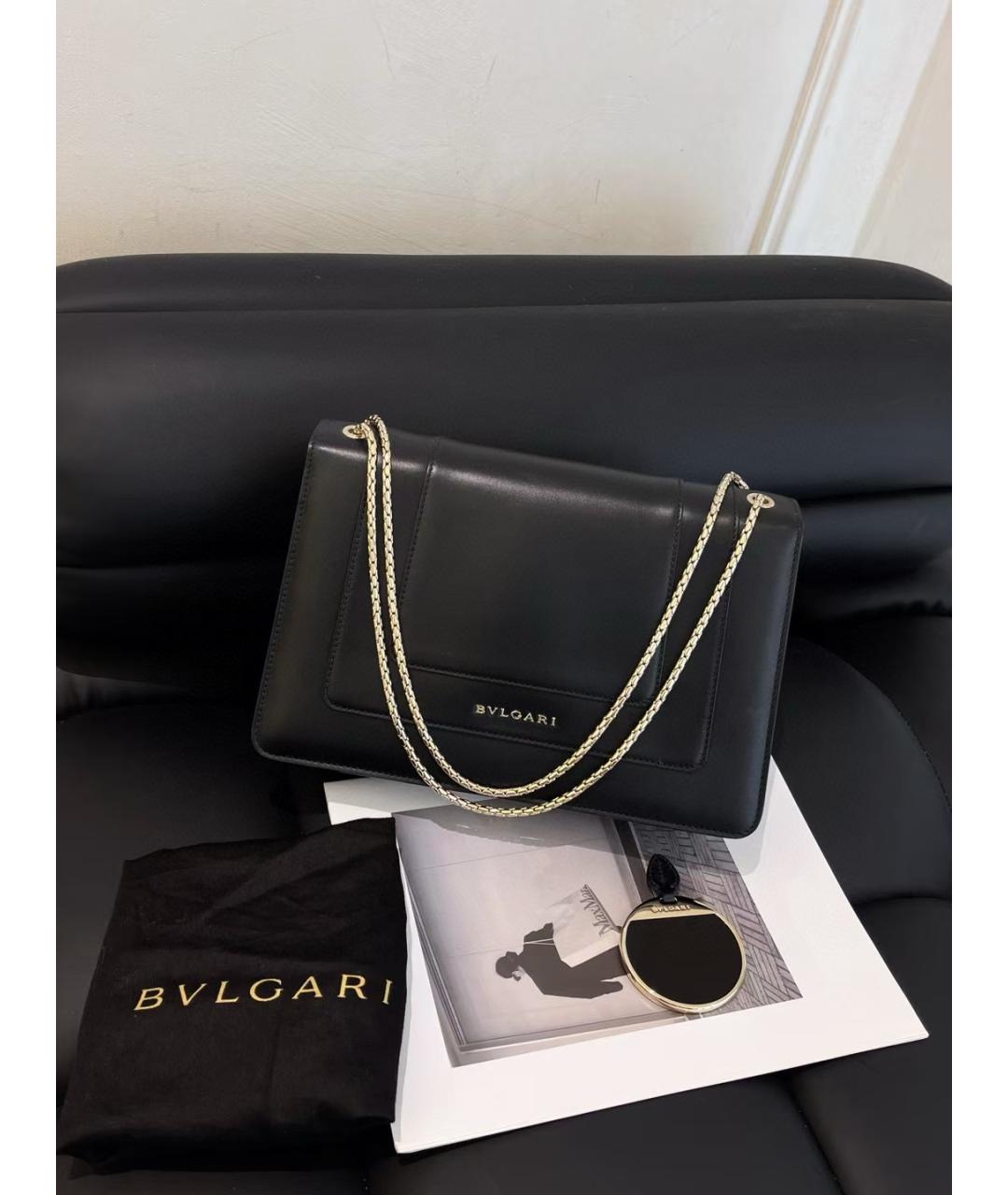 BVLGARI Черная кожаная сумка через плечо, фото 3