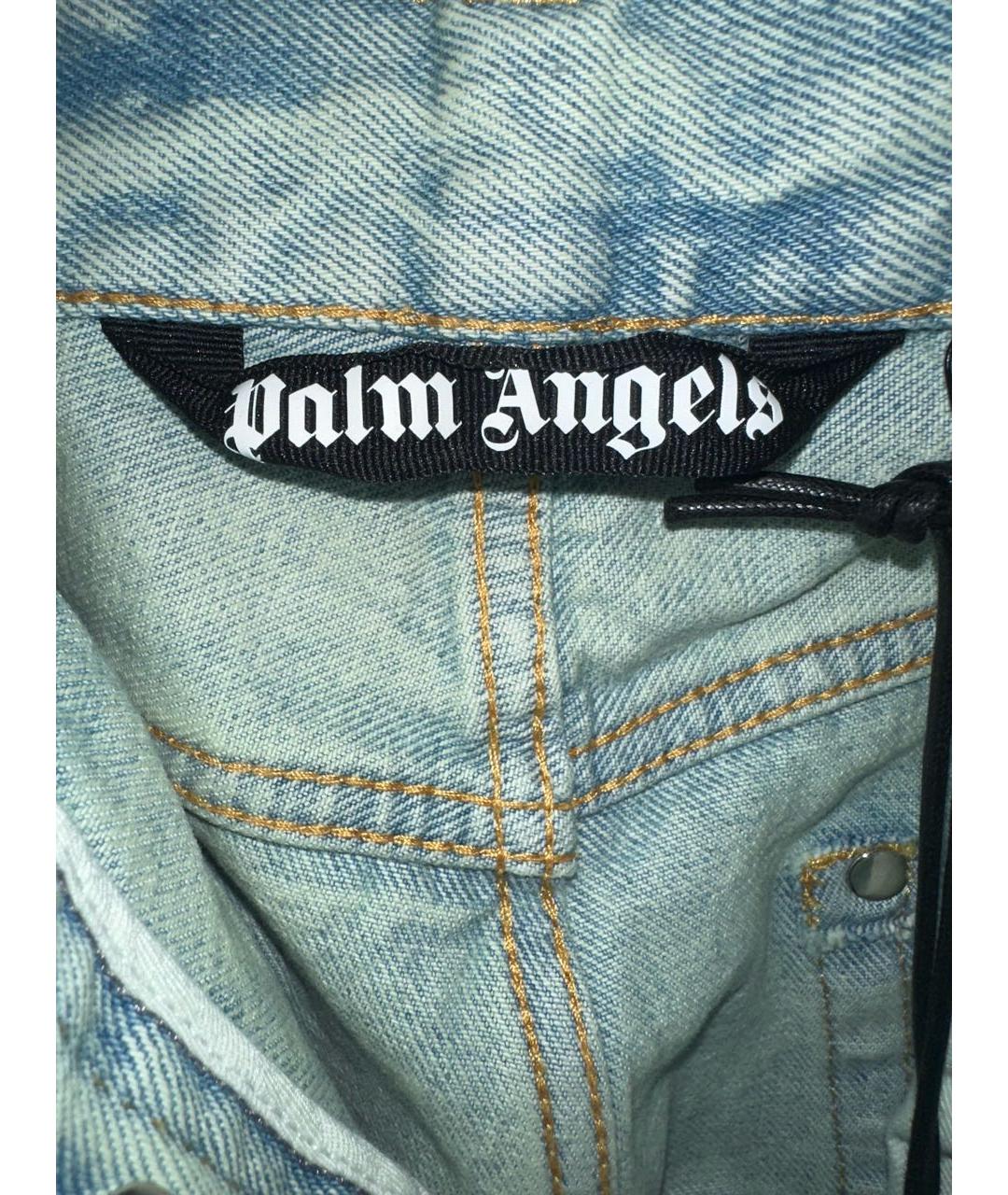 PALM ANGELS Голубые хлопко-полиэстеровые прямые джинсы, фото 4