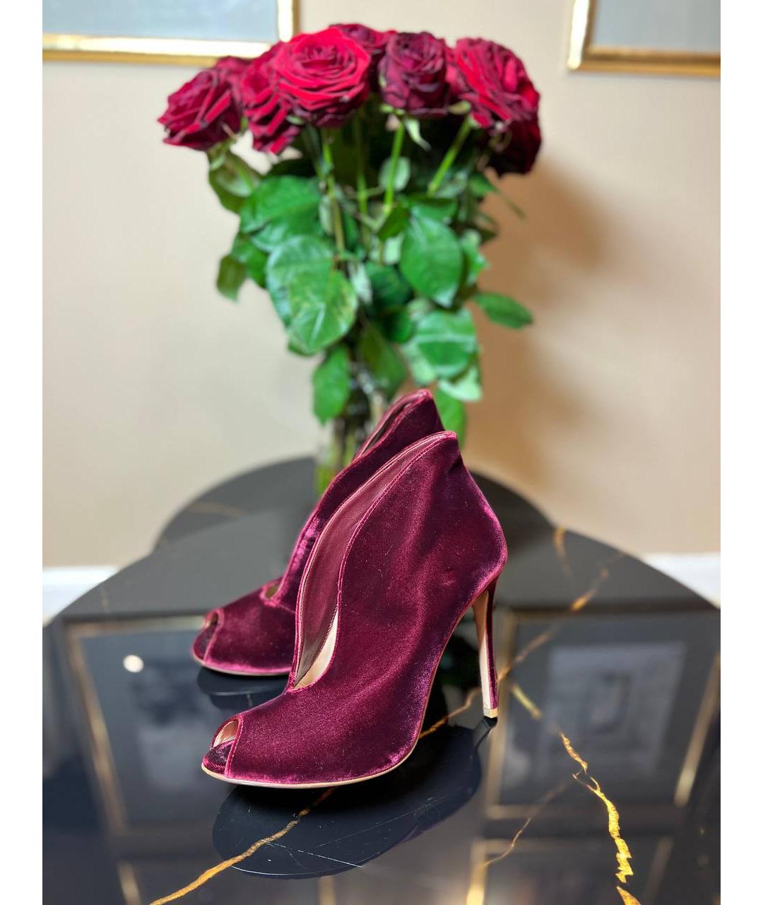 GIANVITO ROSSI Бордовые текстильные ботильоны, фото 3