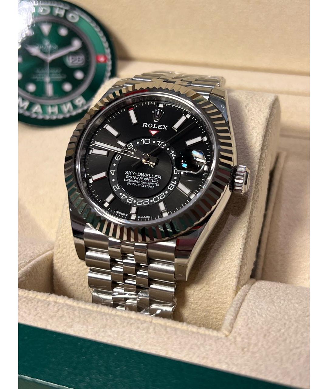 ROLEX Черные часы из белого золота, фото 2