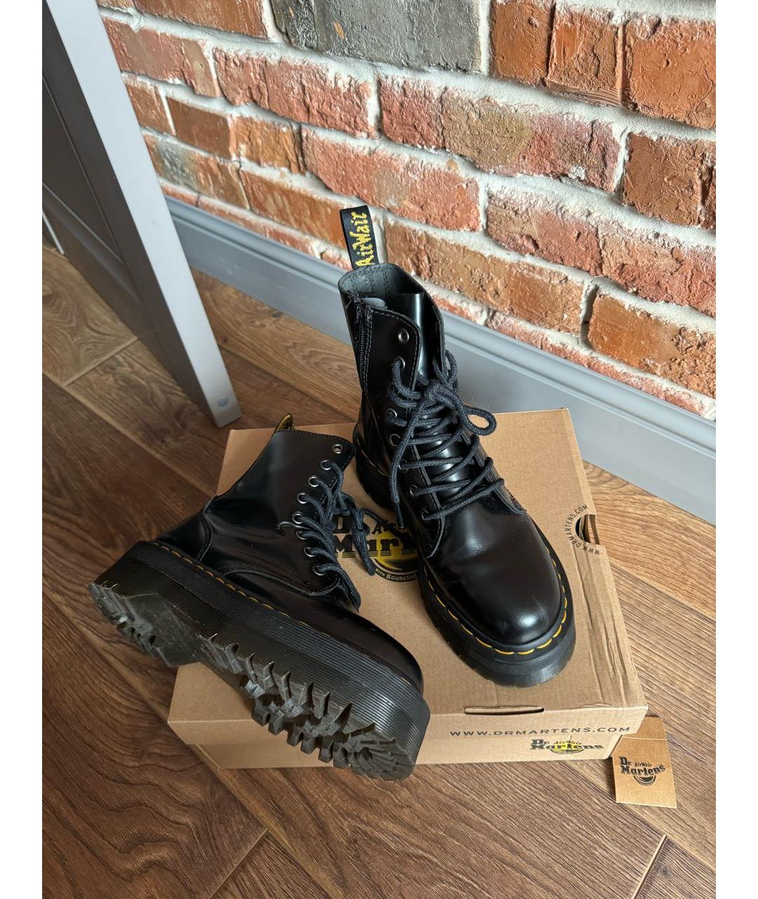 DR. MARTENS Черные кожаные ботинки, фото 3