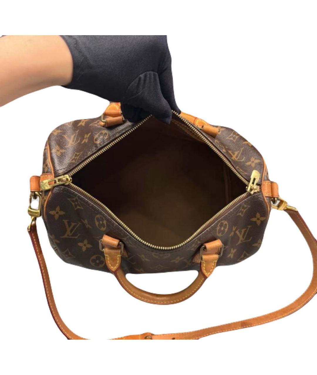 LOUIS VUITTON Коричневая кожаная сумка с короткими ручками, фото 3