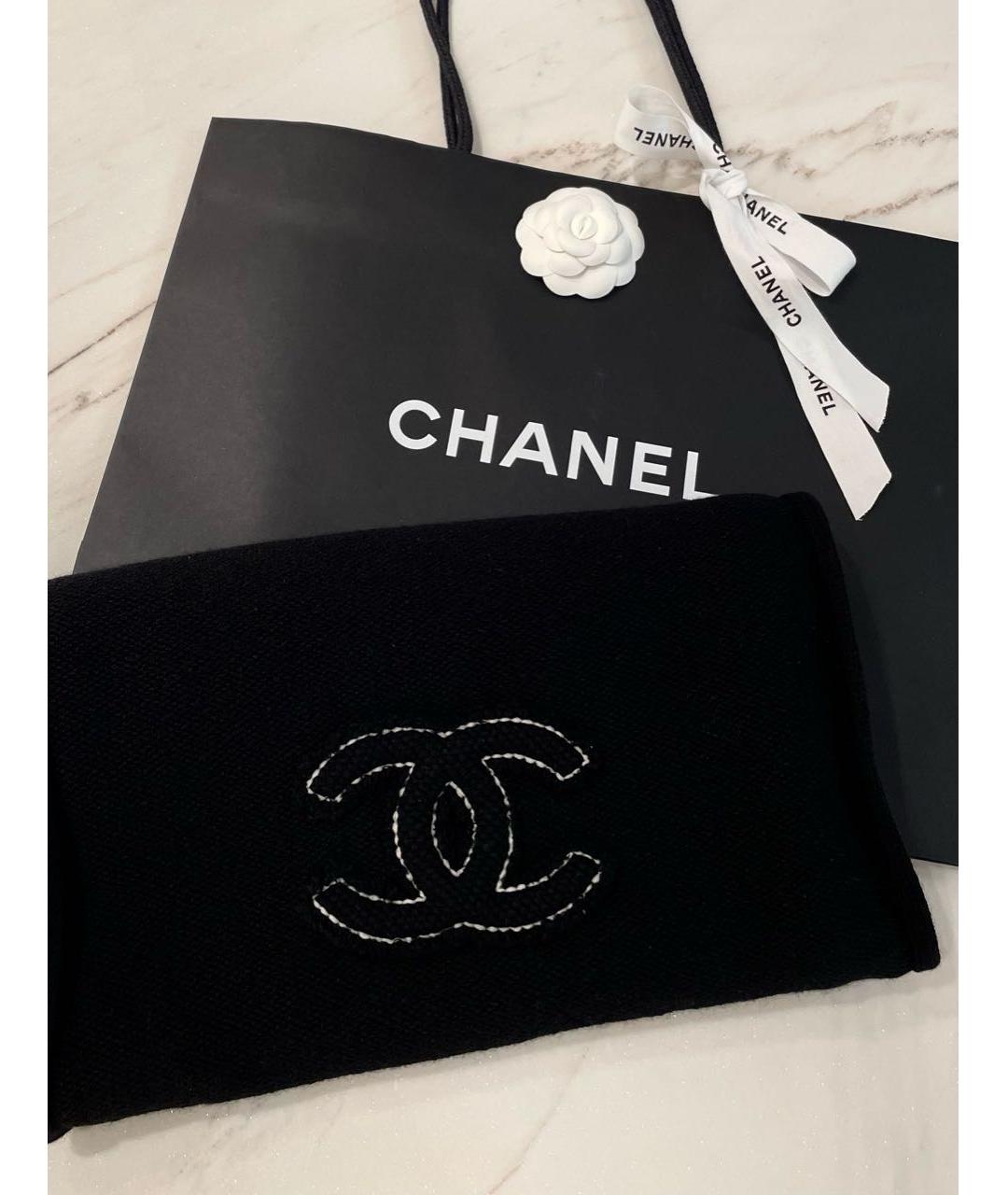 CHANEL Черный кашемировый шарф, фото 2