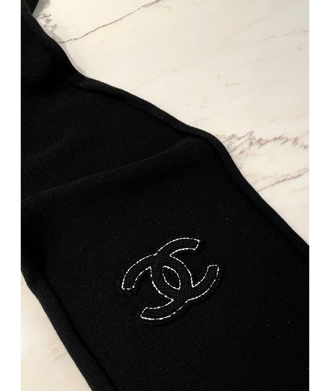 CHANEL Черный кашемировый шарф, фото 3