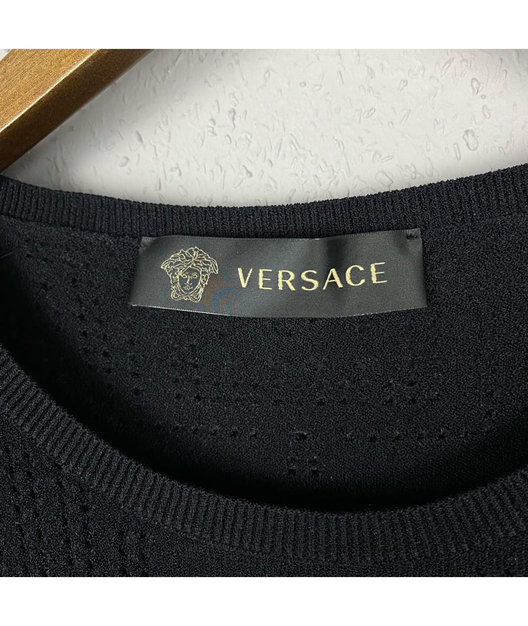 VERSACE Черное вискозное повседневное платье, фото 2