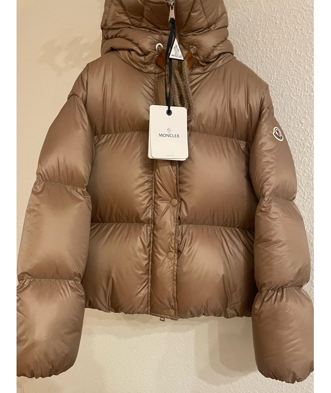 MONCLER Коричневый полиамидовый пуховик, фото 2
