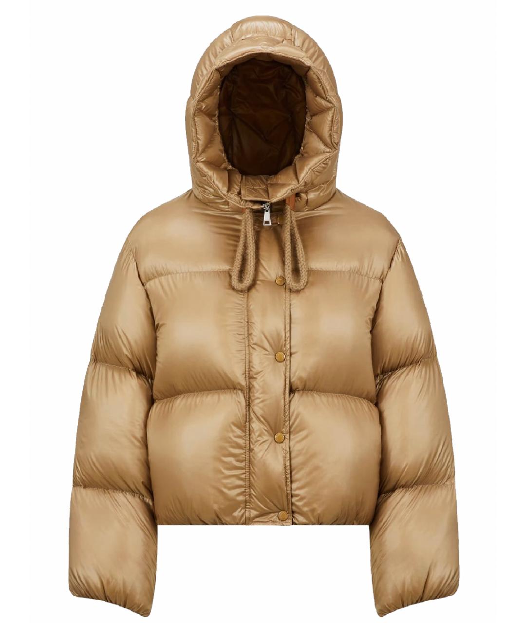 MONCLER Коричневый полиамидовый пуховик, фото 1