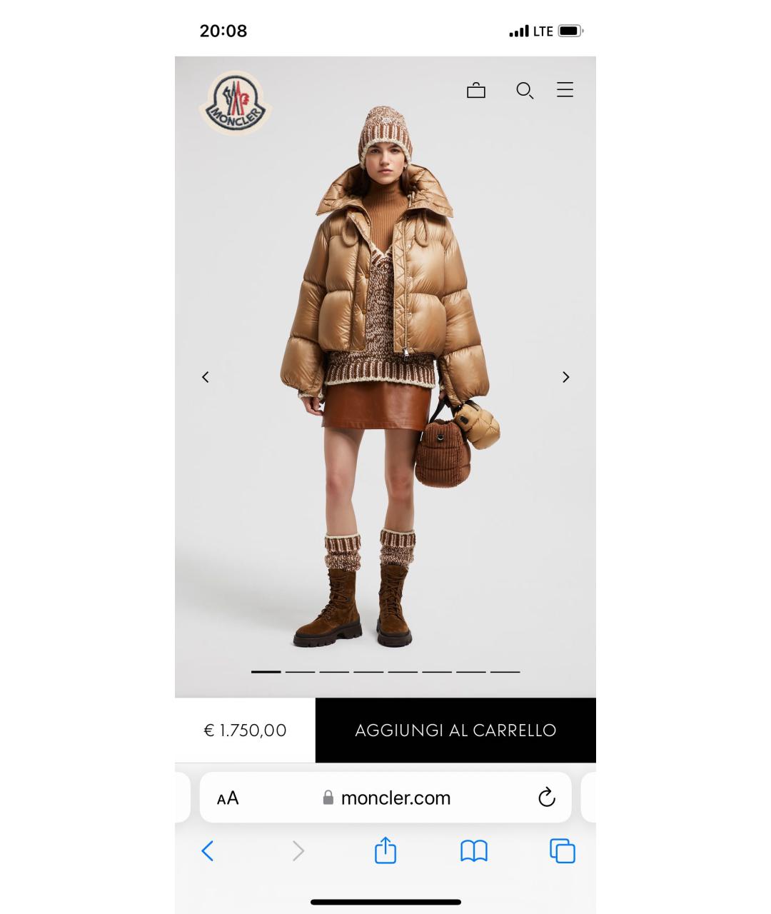 MONCLER Коричневый полиамидовый пуховик, фото 5
