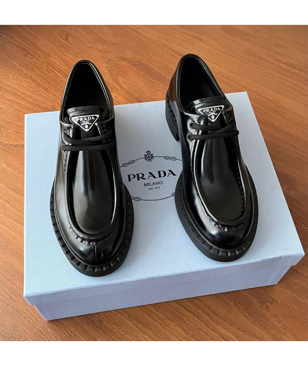 PRADA Черные кожаные брогги и оксфорды, фото 5