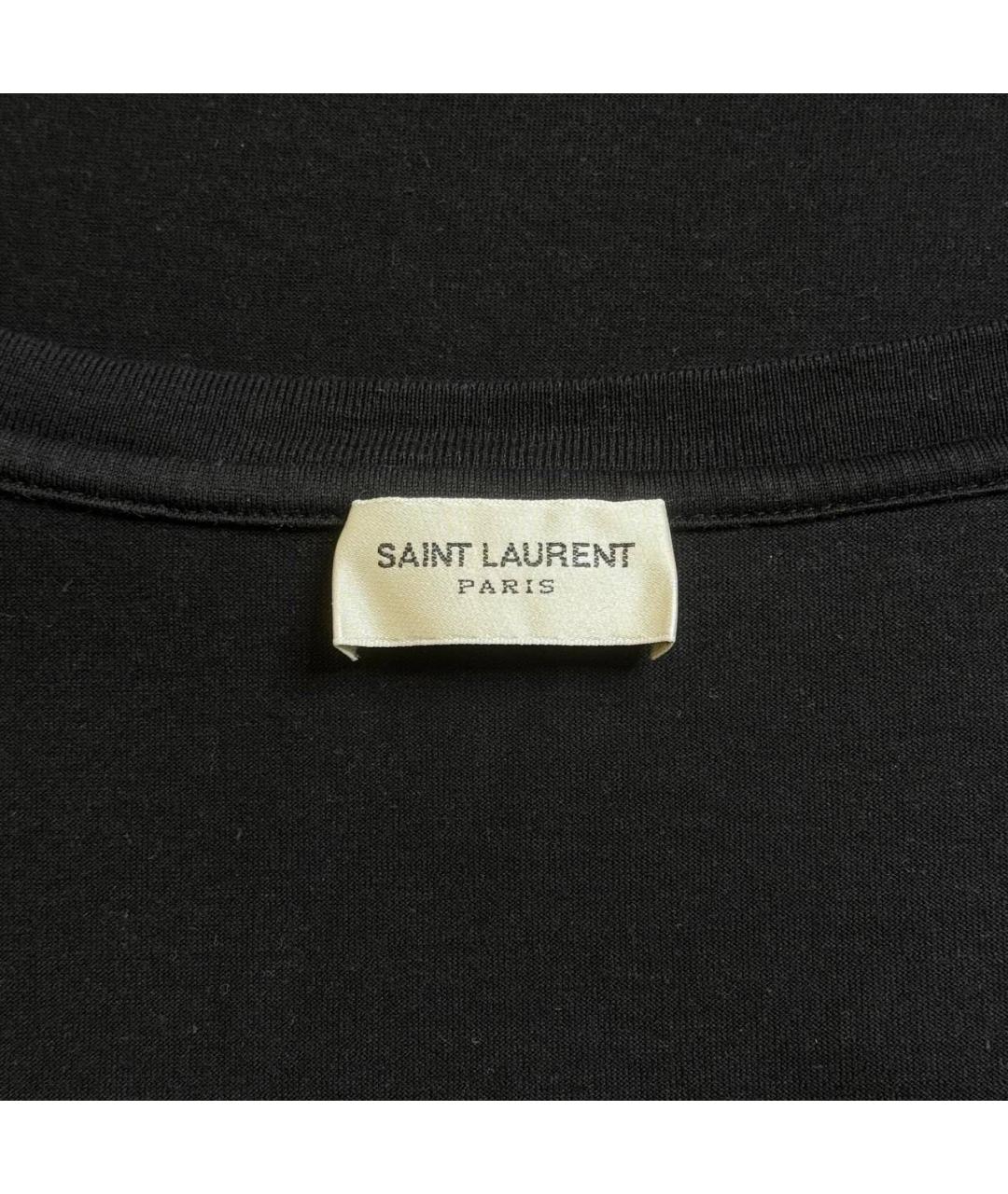 SAINT LAURENT Черная хлопковая футболка, фото 4