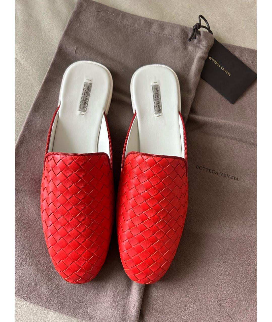 BOTTEGA VENETA Красные кожаные мюли, фото 2