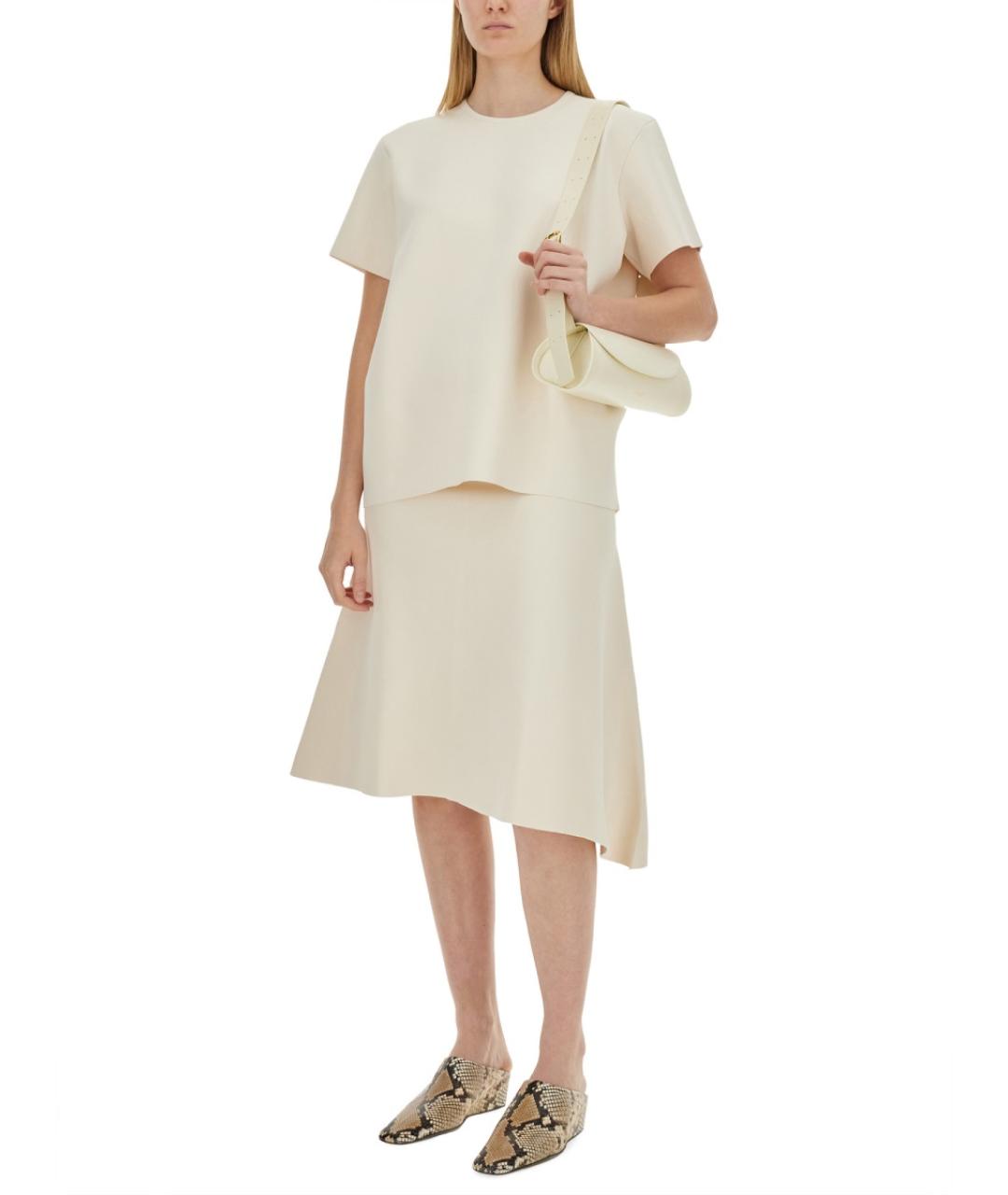 JIL SANDER Бежевая вискозная футболка, фото 2