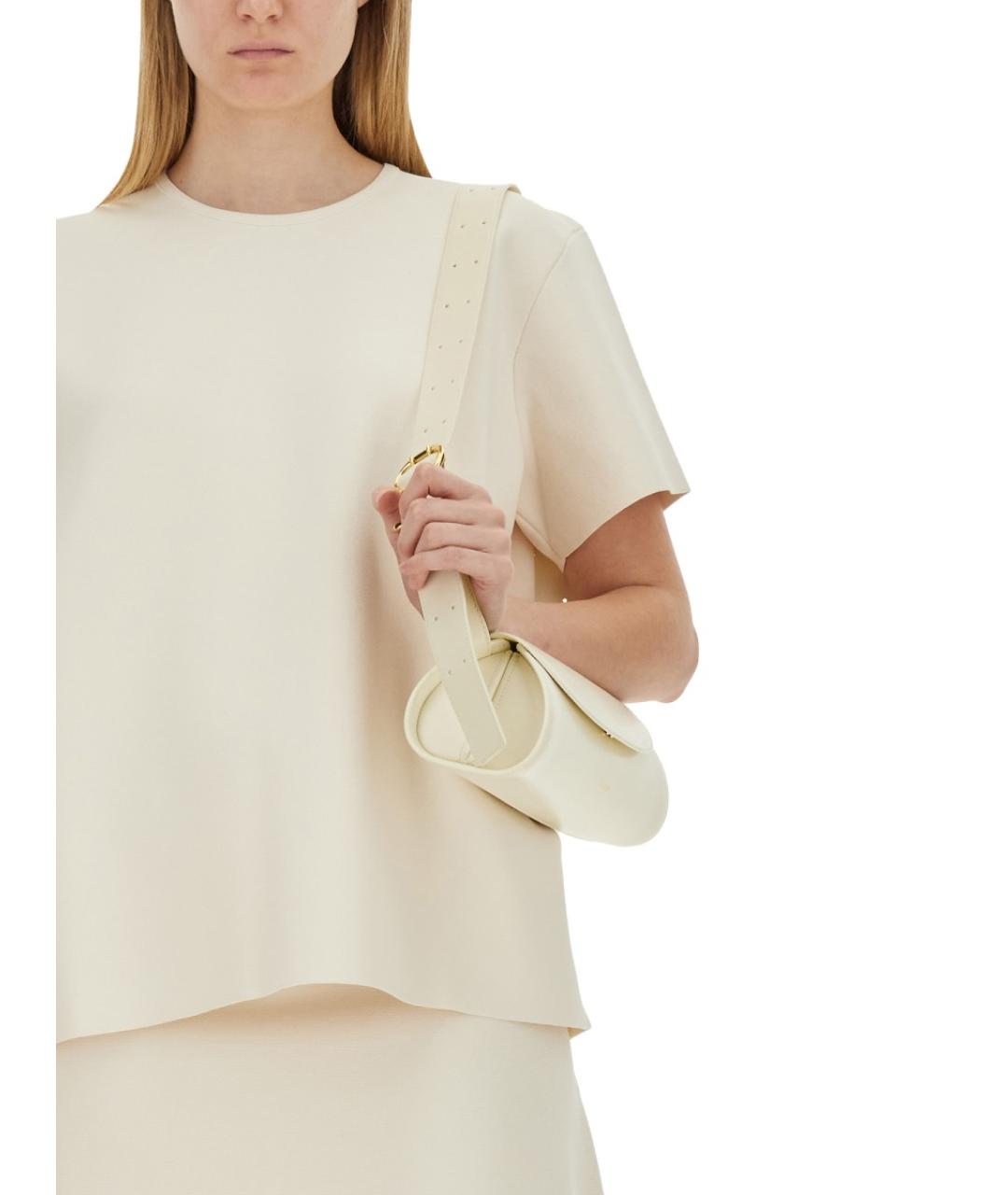 JIL SANDER Бежевая вискозная футболка, фото 4