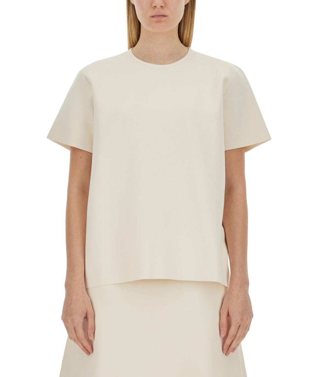 JIL SANDER Бежевая вискозная футболка, фото 5