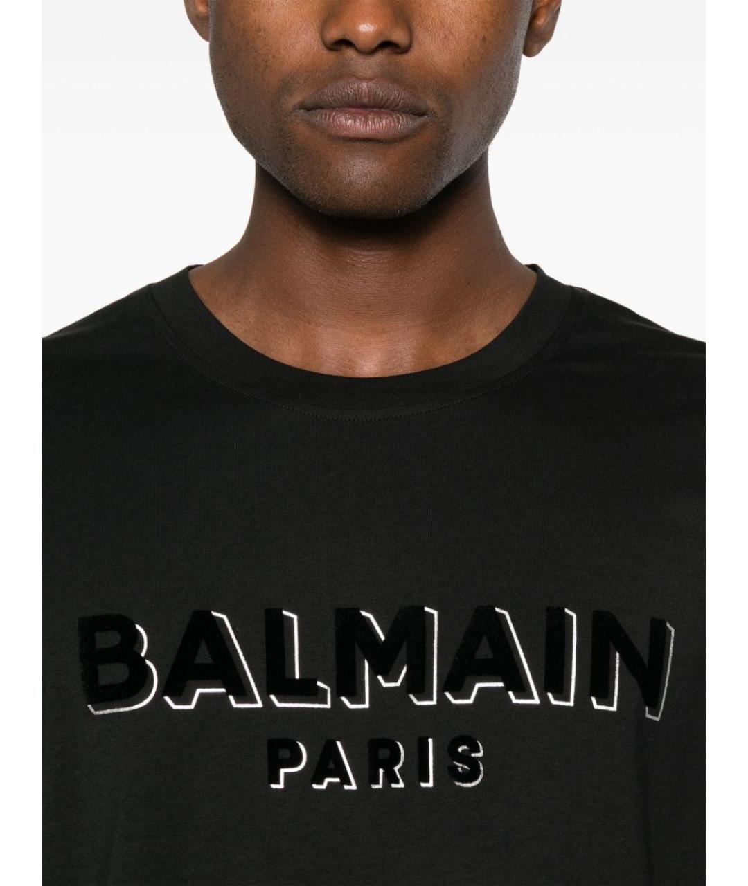 BALMAIN Черная хлопковая футболка, фото 5