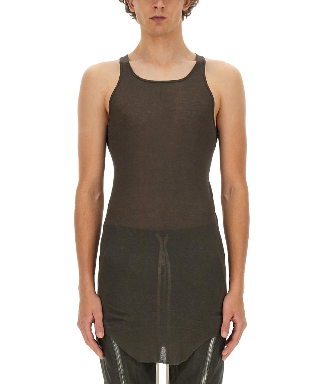 RICK OWENS Коричневая хлопковая майка, фото 5