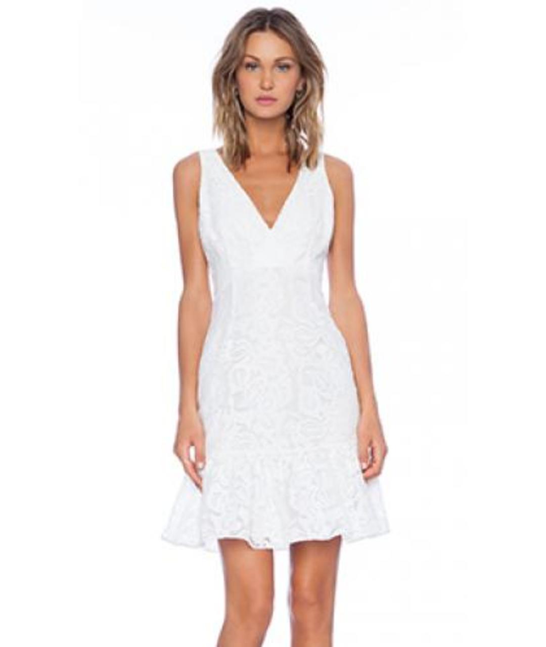 MARCHESA Белое вискозное платье, фото 4