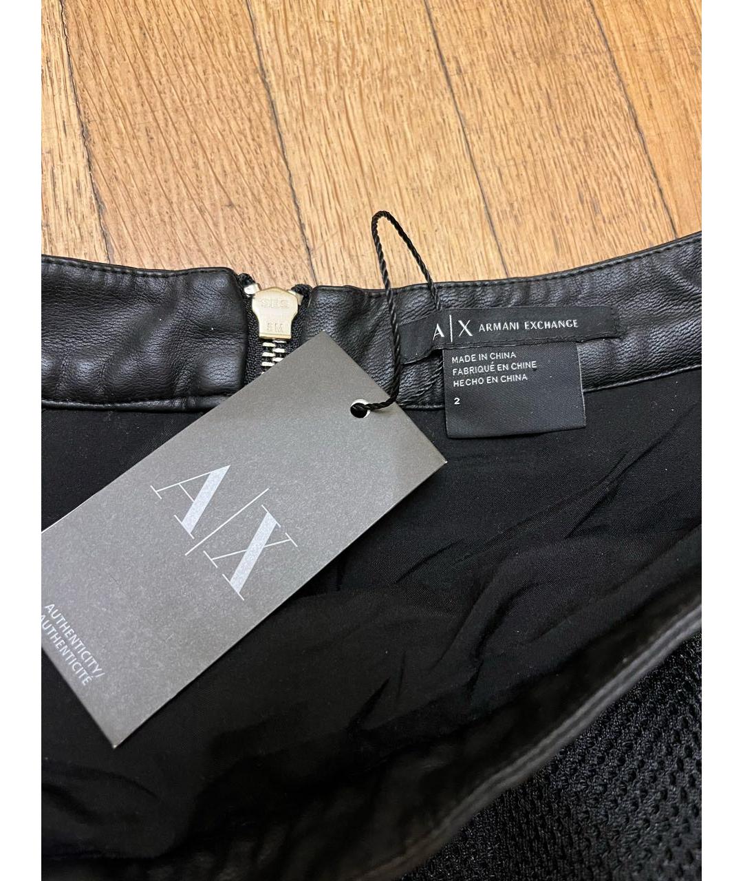 ARMANI EXCHANGE Черная вискозная юбка мини, фото 3