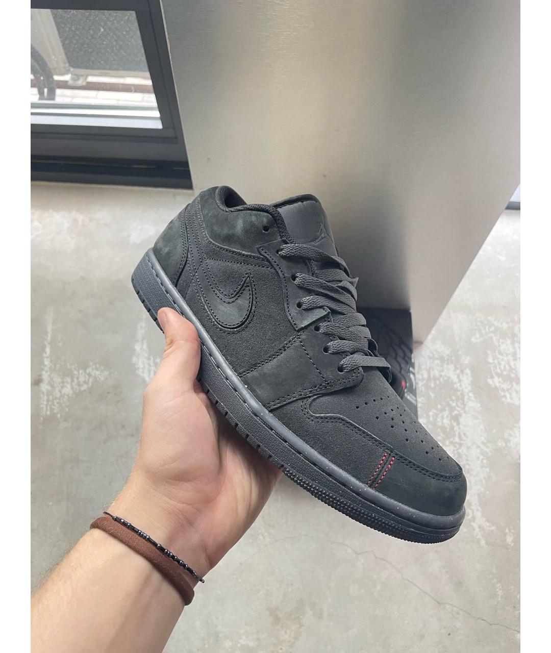 JORDAN Антрацитовые бархатные низкие кроссовки / кеды, фото 6