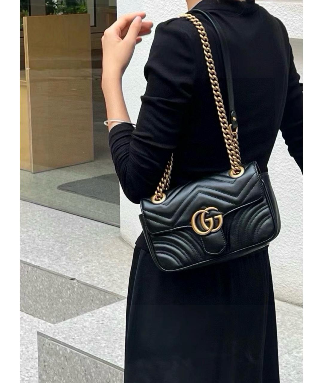 GUCCI Черная кожаная сумка через плечо, фото 6
