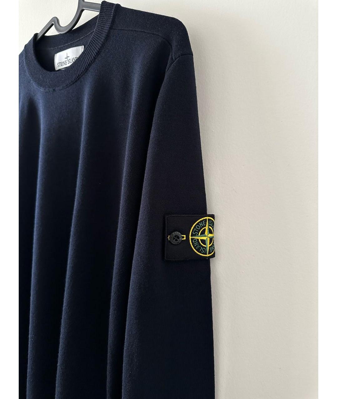 STONE ISLAND Темно-синий шерстяной джемпер / свитер, фото 2