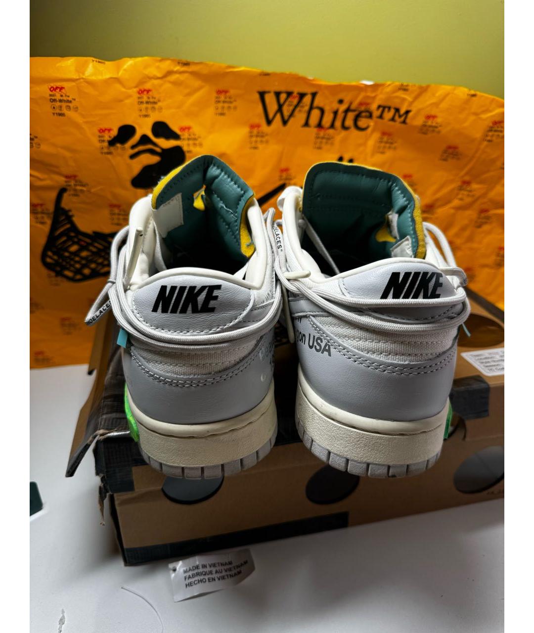 NIKE X OFF-WHITE Белые кожаные высокие кроссовки / кеды, фото 3