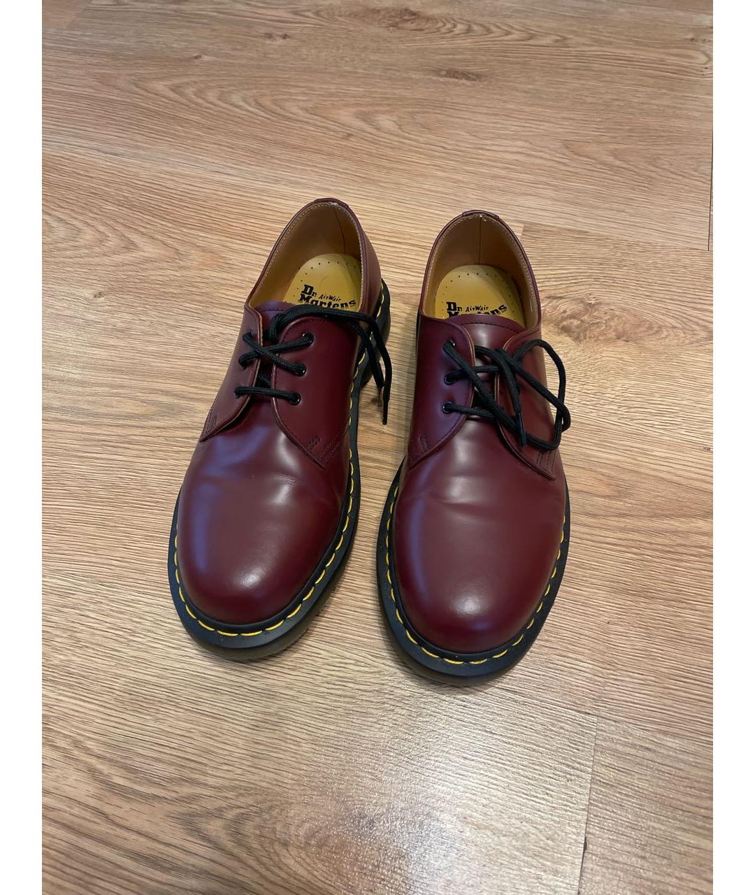 DR. MARTENS Бордовые кожаные низкие ботинки, фото 2