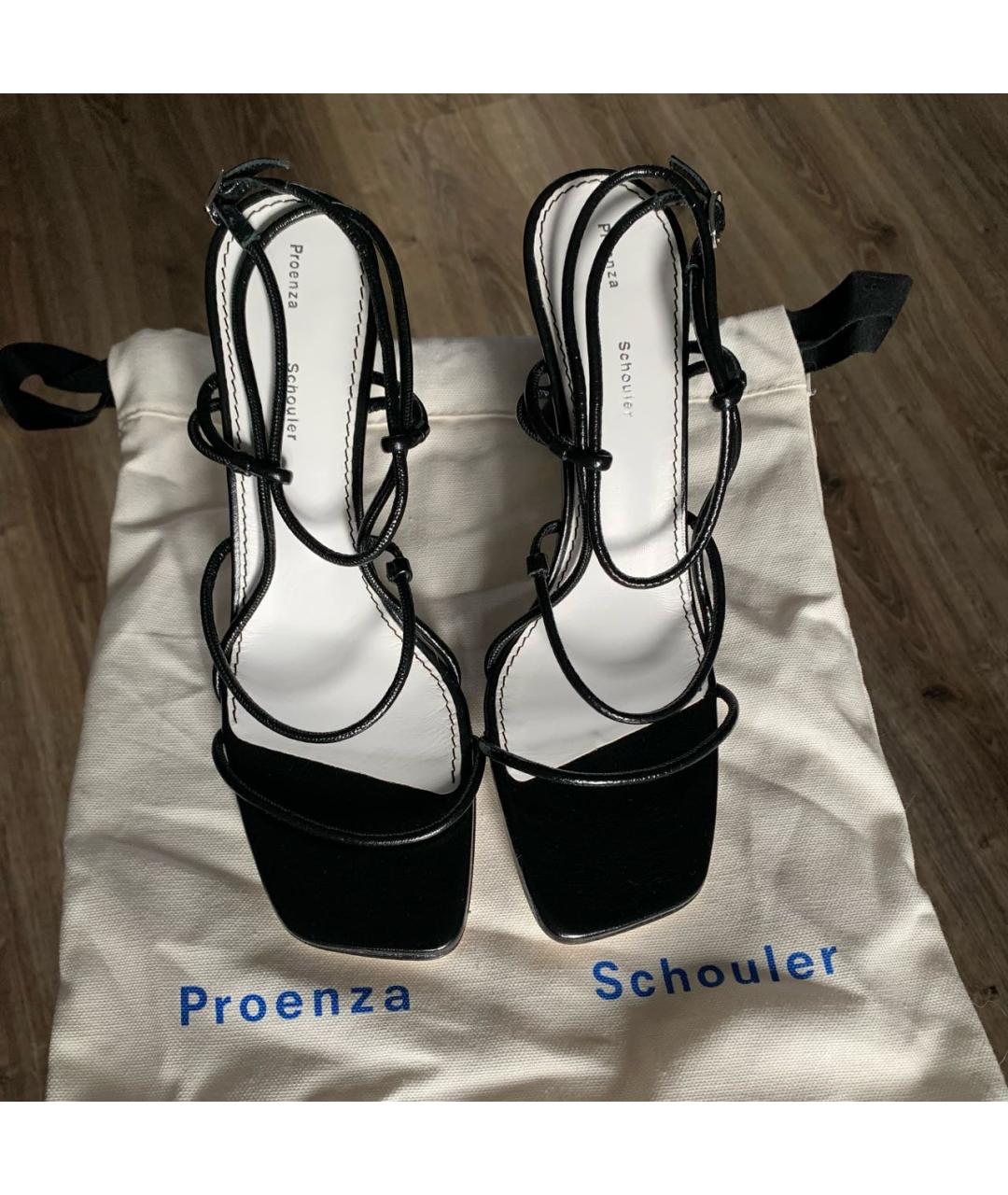 PROENZA SCHOULER Черные кожаные босоножки, фото 4