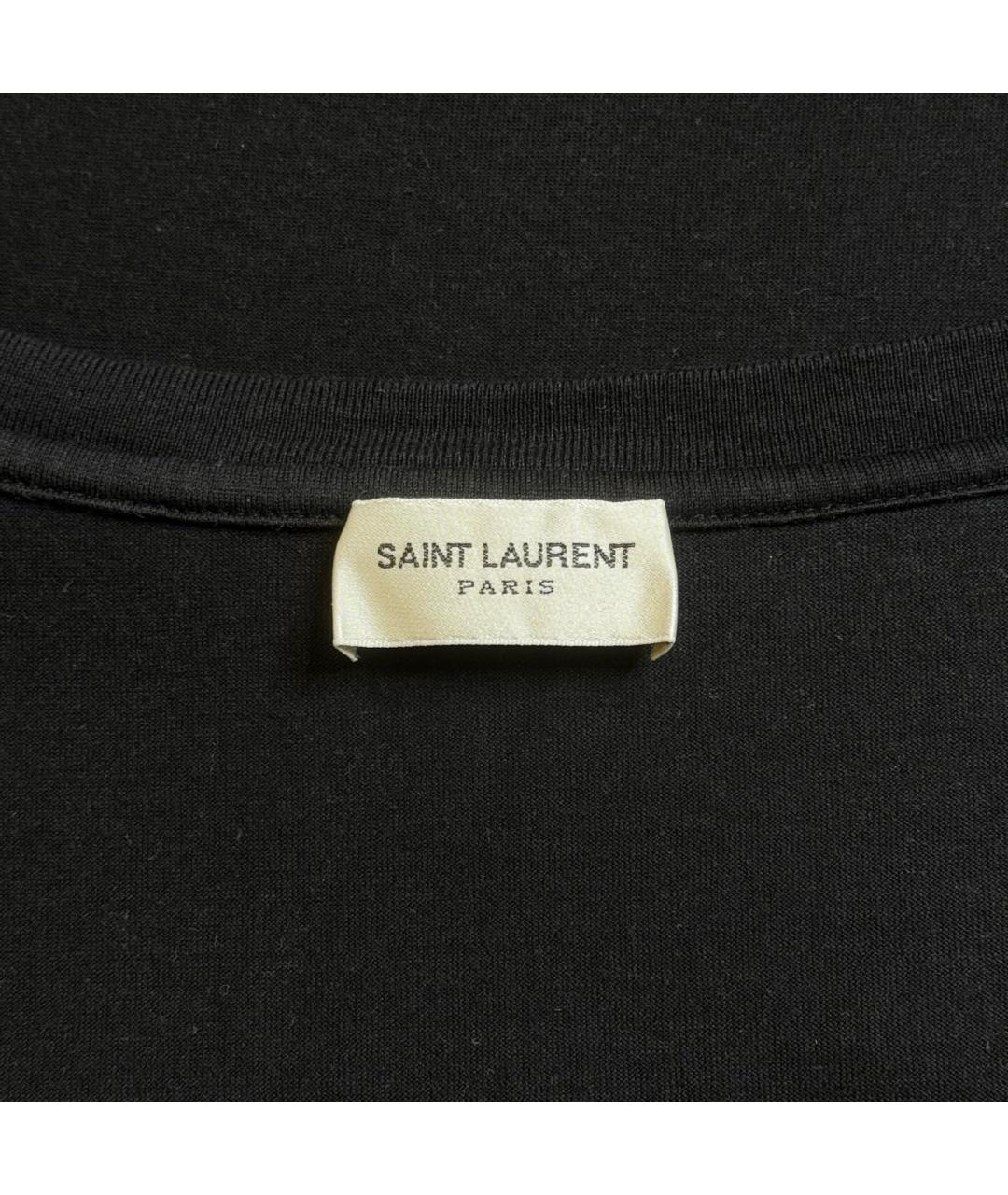 SAINT LAURENT Черная хлопковая футболка, фото 5