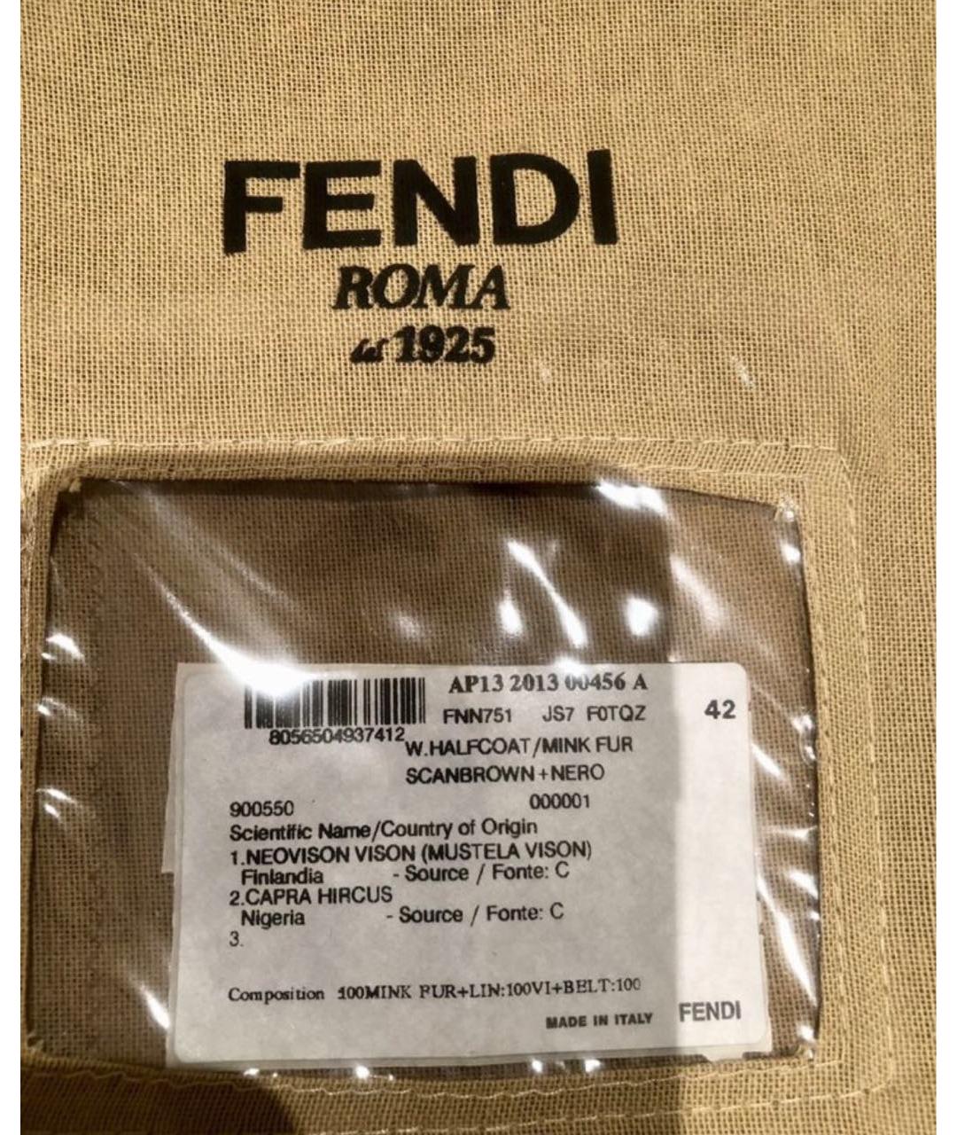 FENDI Коричневая меховая шуба, фото 8