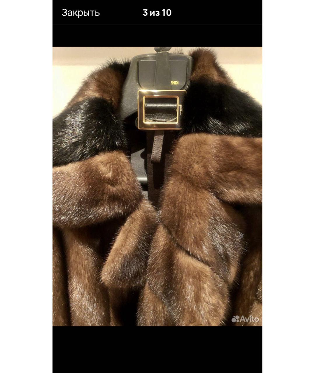 FENDI Коричневая меховая шуба, фото 4