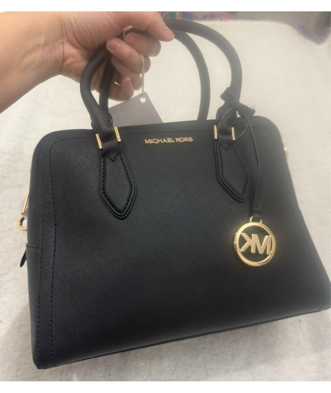 MICHAEL MICHAEL KORS Черная кожаная сумка через плечо, фото 2