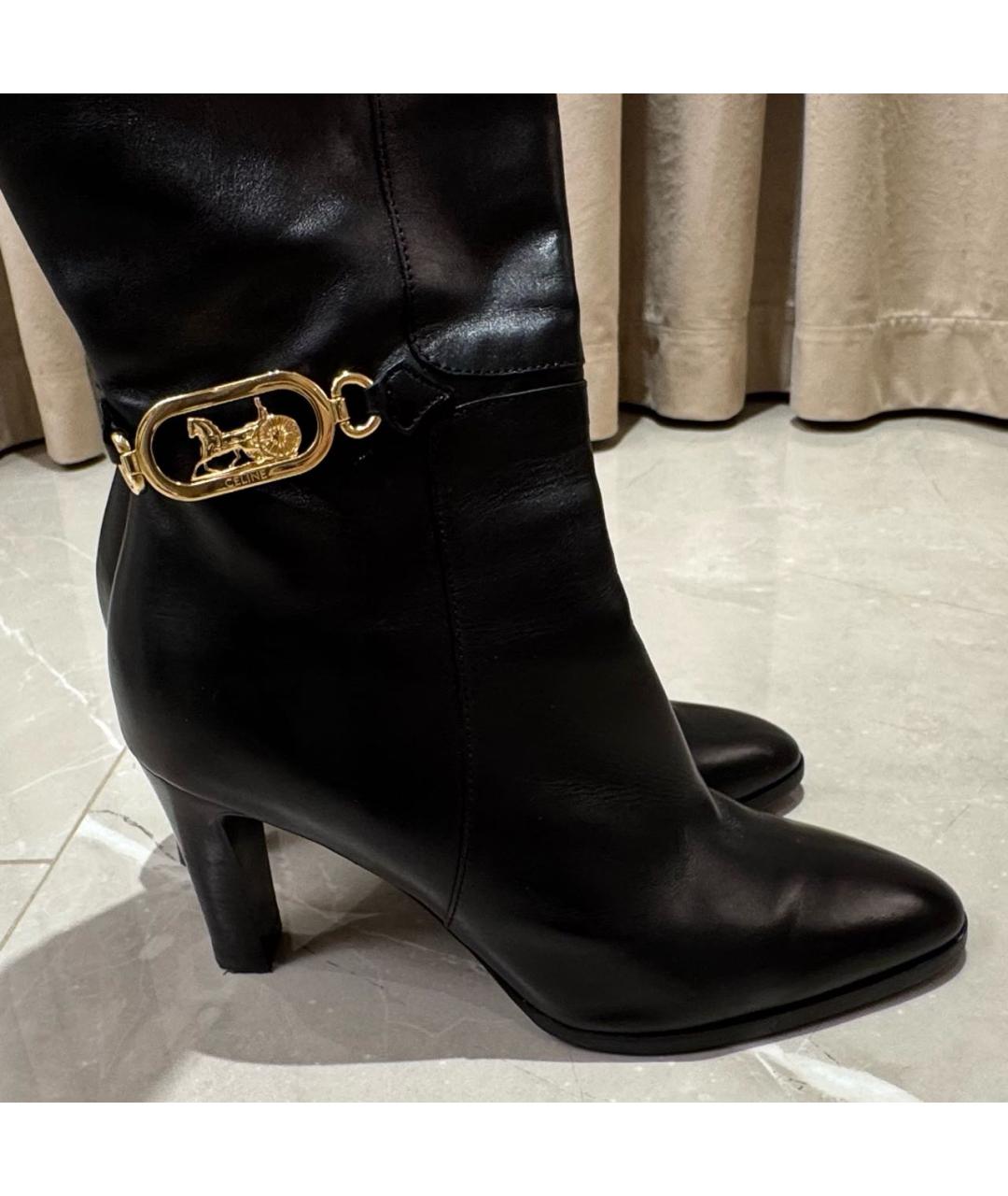CELINE Черные кожаные сапоги, фото 3