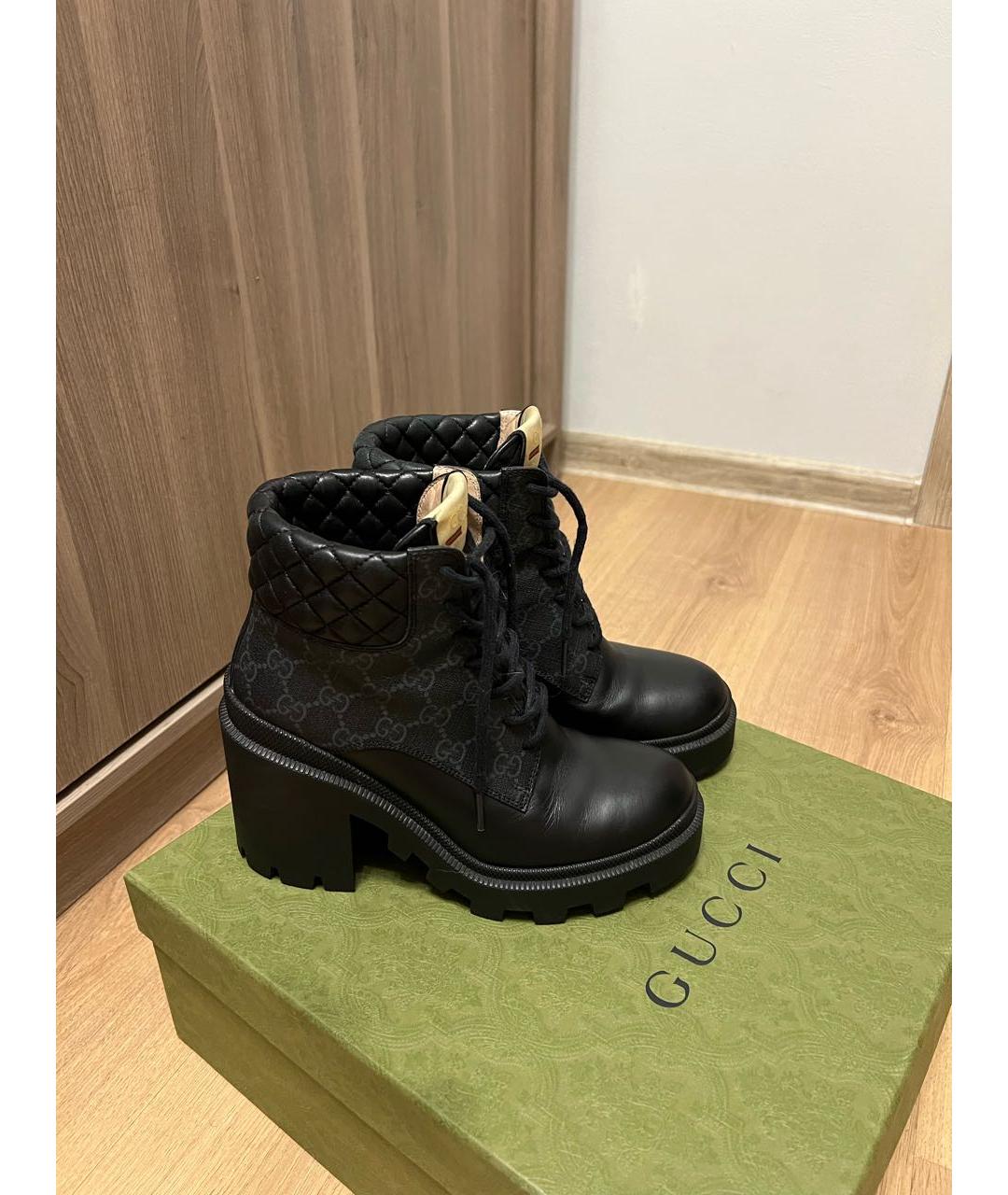 GUCCI Черные кожаные ботильоны, фото 6