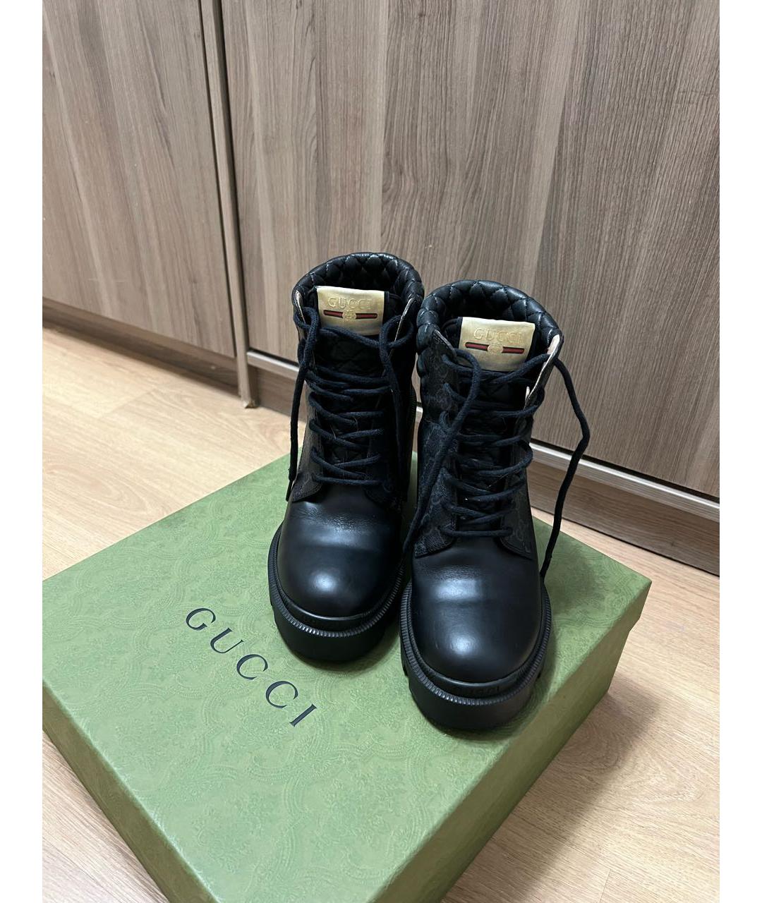 GUCCI Черные кожаные ботильоны, фото 2