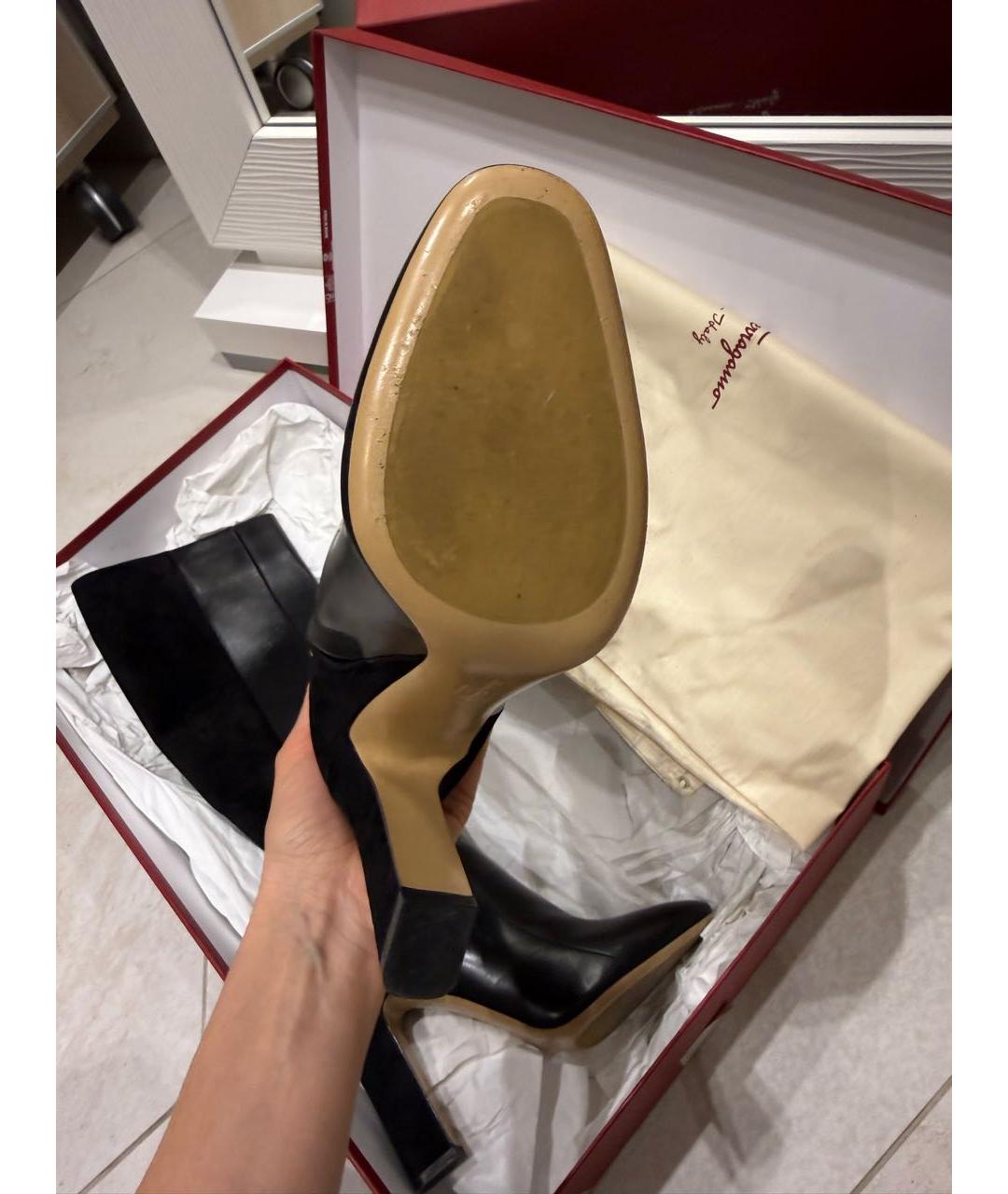 FERRAGAMO Черные кожаные сапоги, фото 5