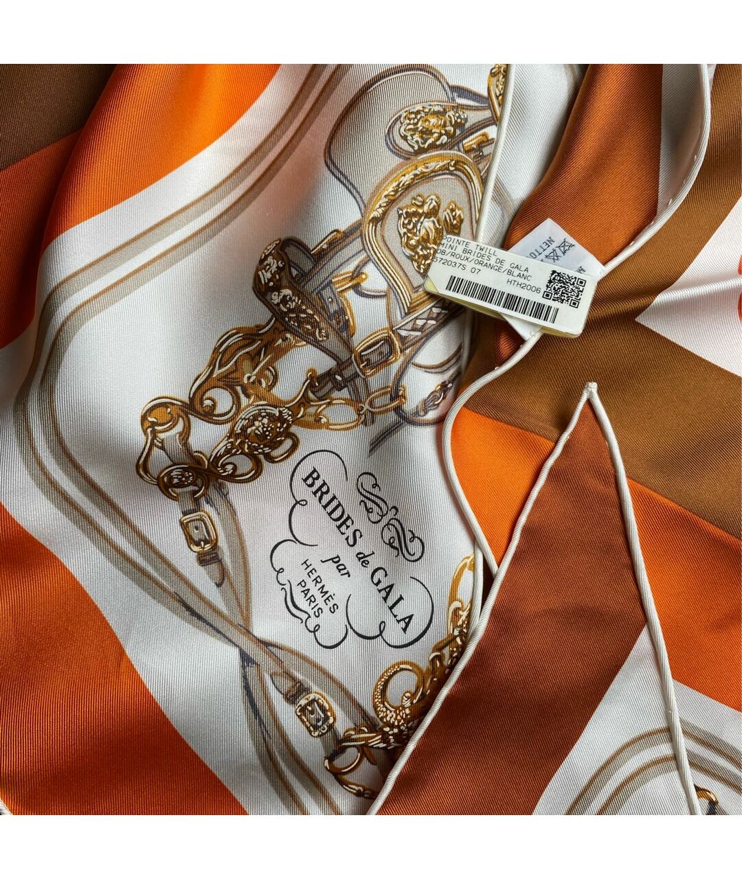HERMES PRE-OWNED Оранжевый шелковый шарф, фото 3