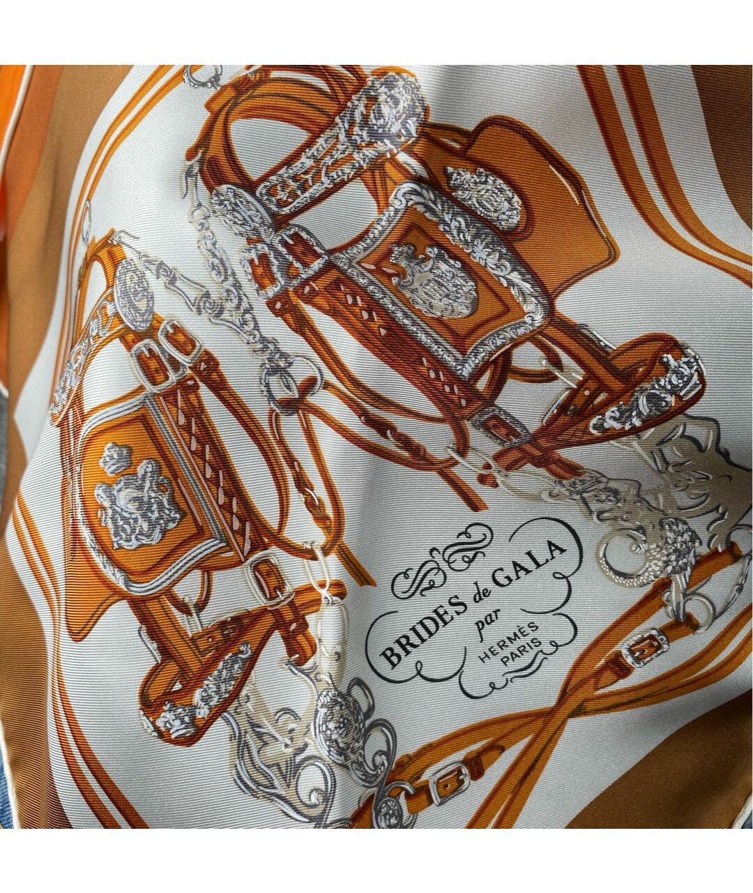 HERMES PRE-OWNED Оранжевый шелковый шарф, фото 2