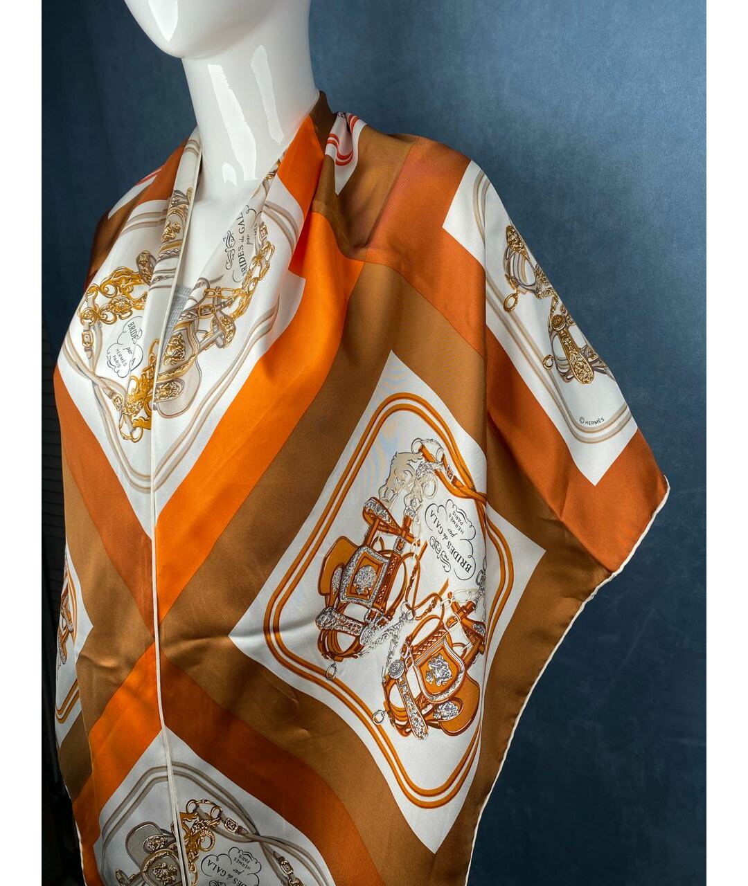 HERMES PRE-OWNED Оранжевый шелковый шарф, фото 4