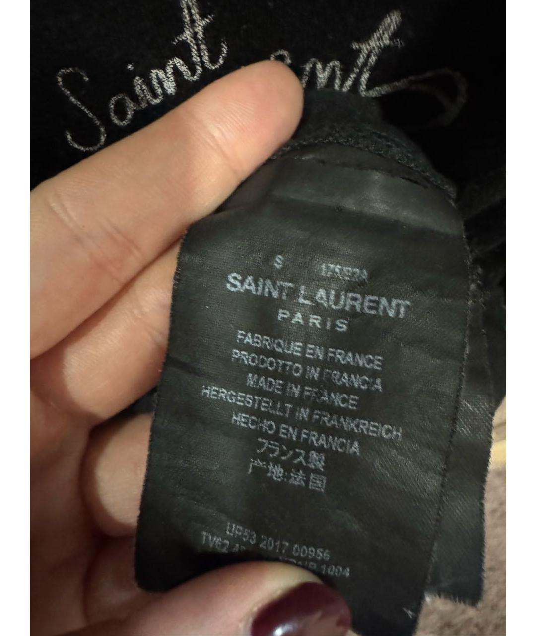 SAINT LAURENT Черная хлопковая футболка, фото 3