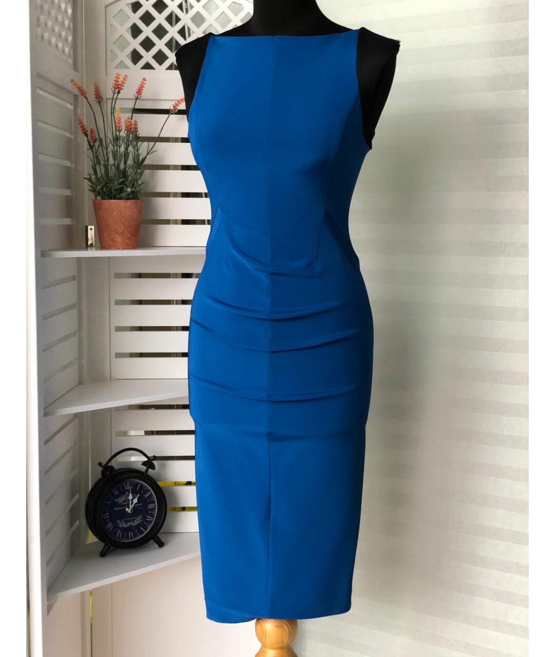 SPORTMAX Синее вискозное повседневное платье, фото 9